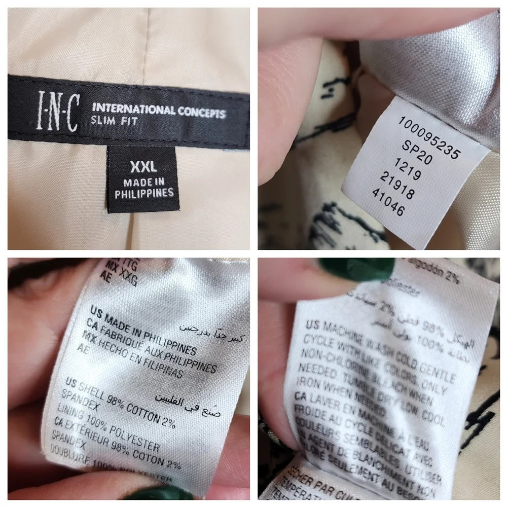 Macy's INC Deer Scene Tan Blazer Mens Size XXL Slim Hunter Outdoors - Picture 3 of 16